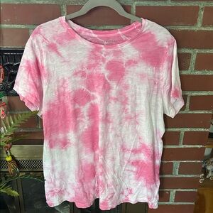 Lucky Brand Pink and White Tie-Dye Tee